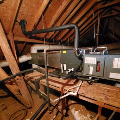 HVAC system in home attic